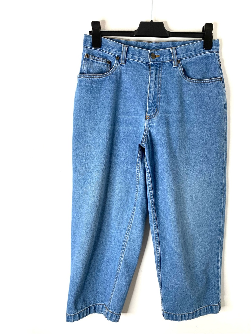 Vintage Y2K L.L. Bean High Rise Cropped Mom Jeans 100% Cotton Blue Denim Ankle